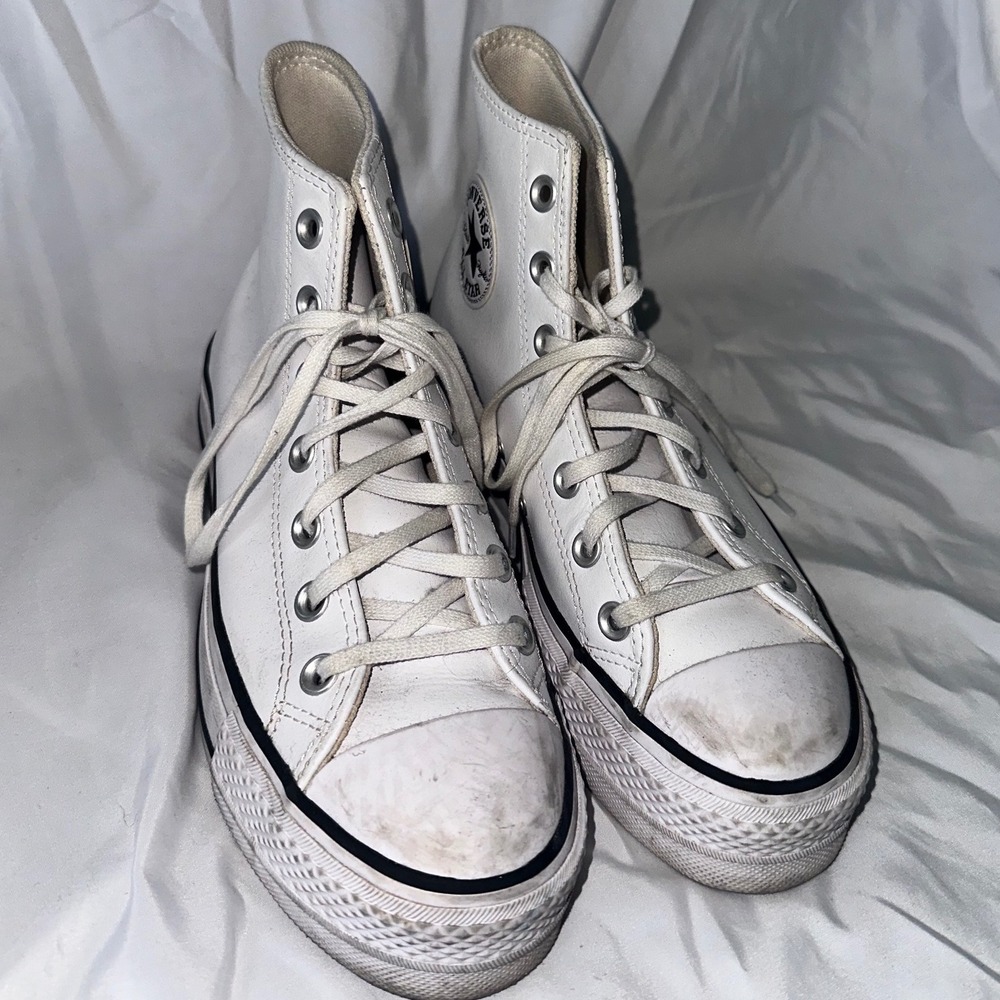 White High Top Platform Converse Size 7